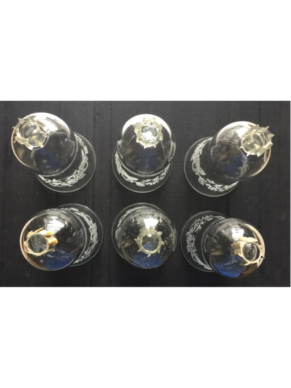 Vtg Pair Brass plate Wall Sconce Candle Holders W/Etched Glass Globes